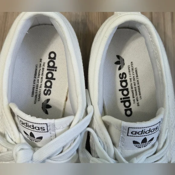 Adidas Nizza Women's White Canvas Platform Sneakers - Picture 4 of 8